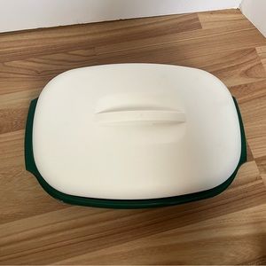 Vintage Tupperware Green & White Micro-Steamer